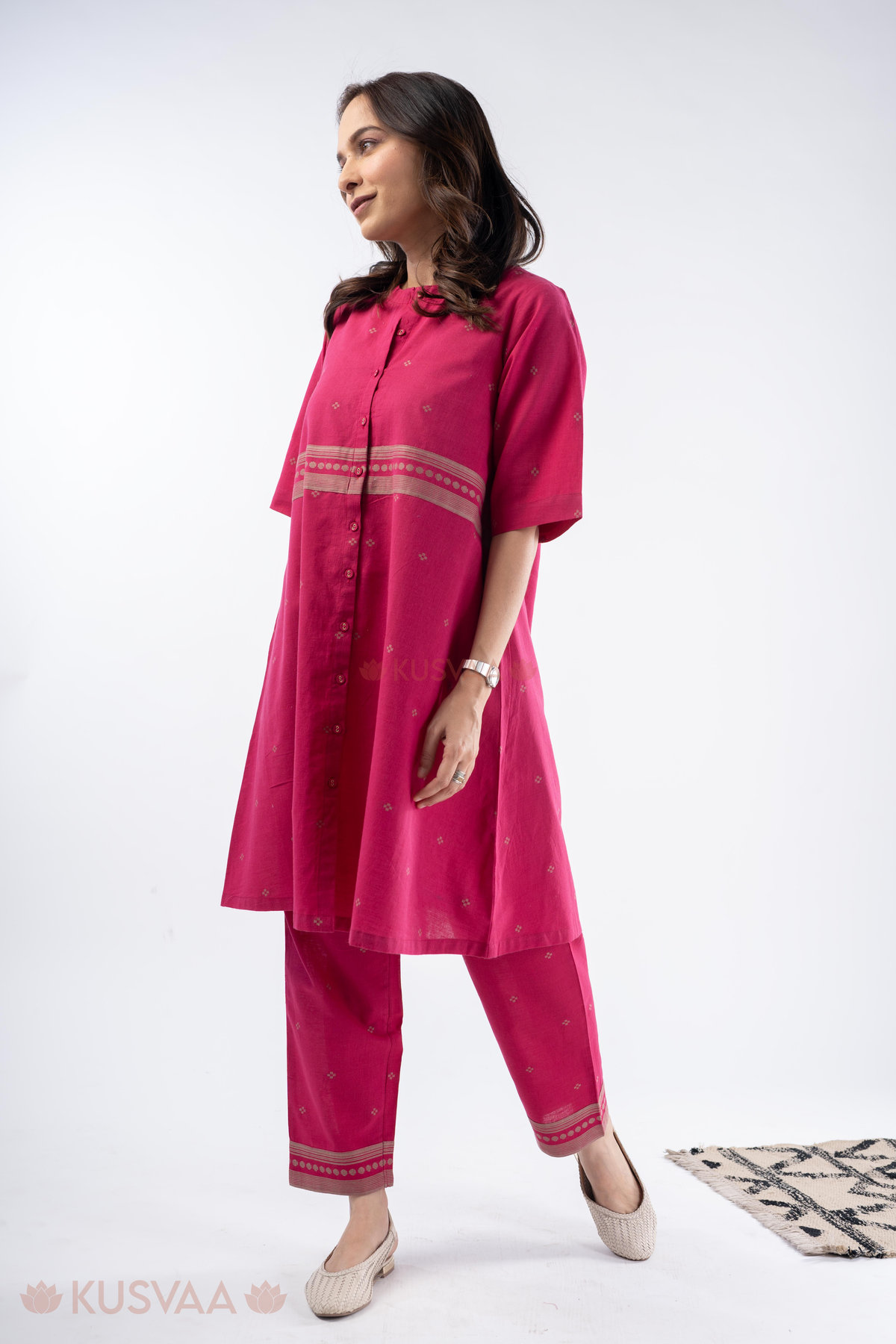Image for Kusvaa Cood150 Yachya Handloom Cotton Co Ord Set Side