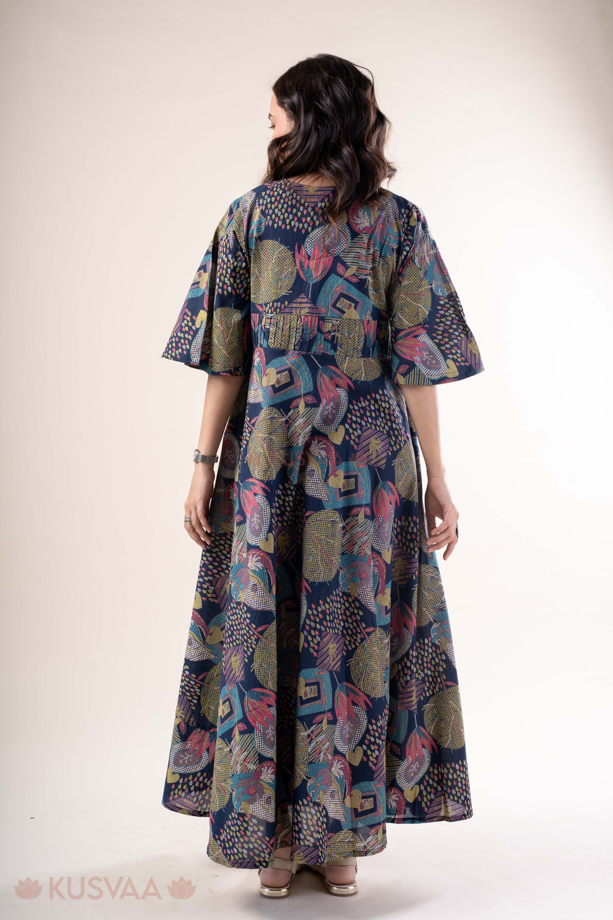 Image for Kusvaa Dr096 Ashasvi Cotton A Line Dress Back
