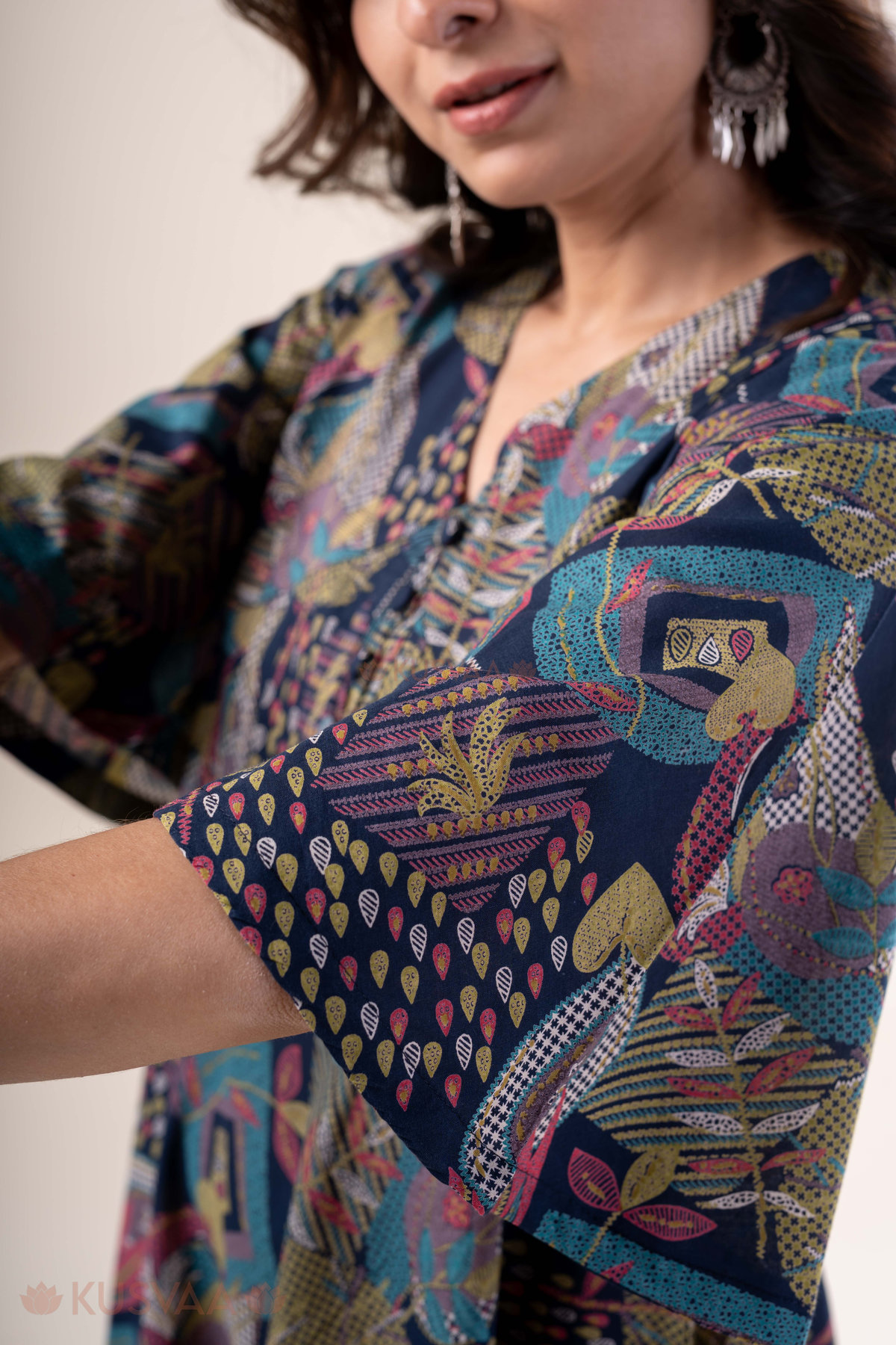 Image for Kusvaa Dr096 Ashasvi Cotton A Line Dress Detail