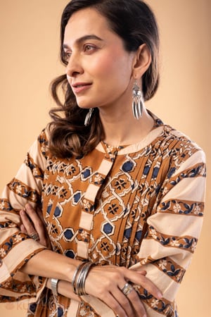 Image for Kusvaa Dr098 Nimishna Cotton Handblock A Line Dress Featured