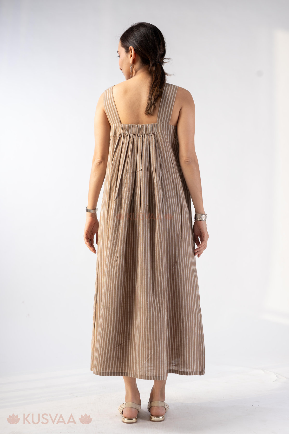 Image for Kusvaa Dr099 Siddhi Handloom Cotton A Line Dress Back