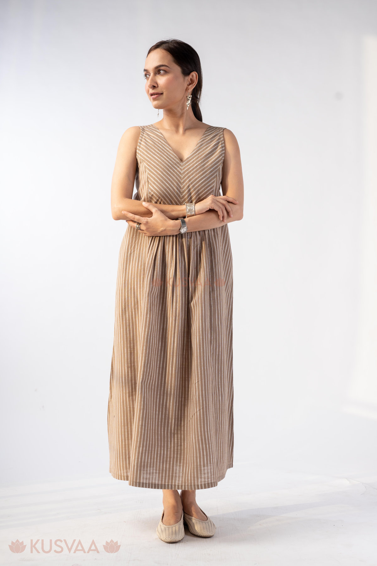 Image for Kusvaa Dr099 Siddhi Handloom Cotton A Line Dress Front