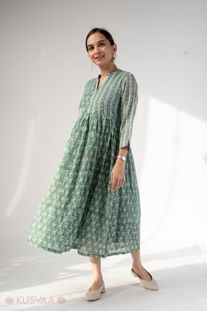 Image for Kusvaa Dr101 Svaksi Handblok Cotton A Line Dress Side