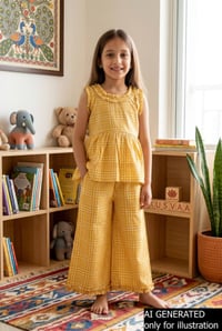 Image for Kusvaa Grw136 Jivika Kids Yellow Cotton Co Ord Set Ai 2