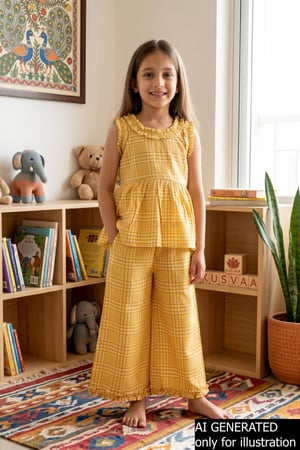 Image for Kusvaa Grw136 Jivika Kids Yellow Cotton Co Ord Set Ai 2