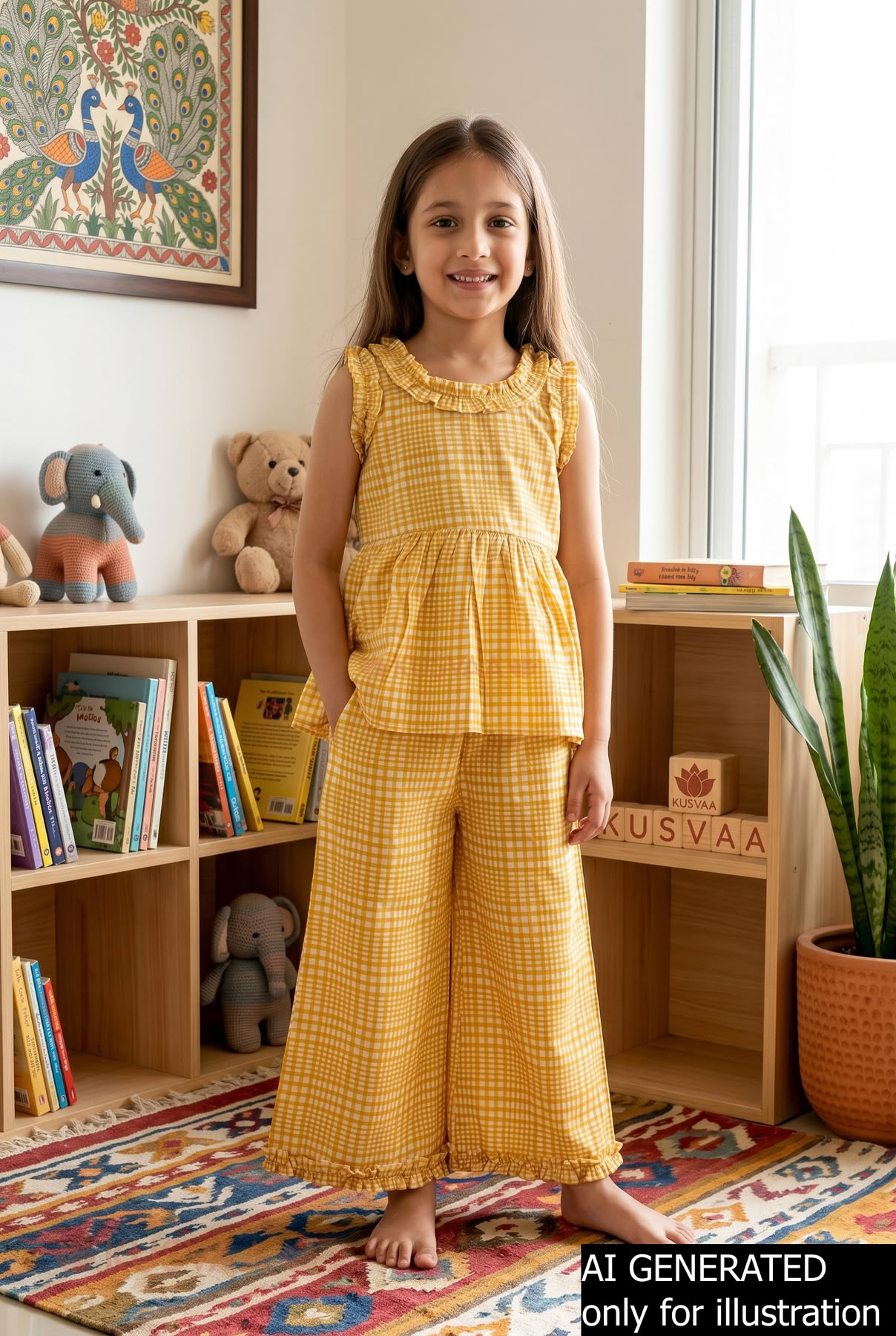 Image for Kusvaa Grw136 Jivika Kids Yellow Cotton Co Ord Set Ai 2