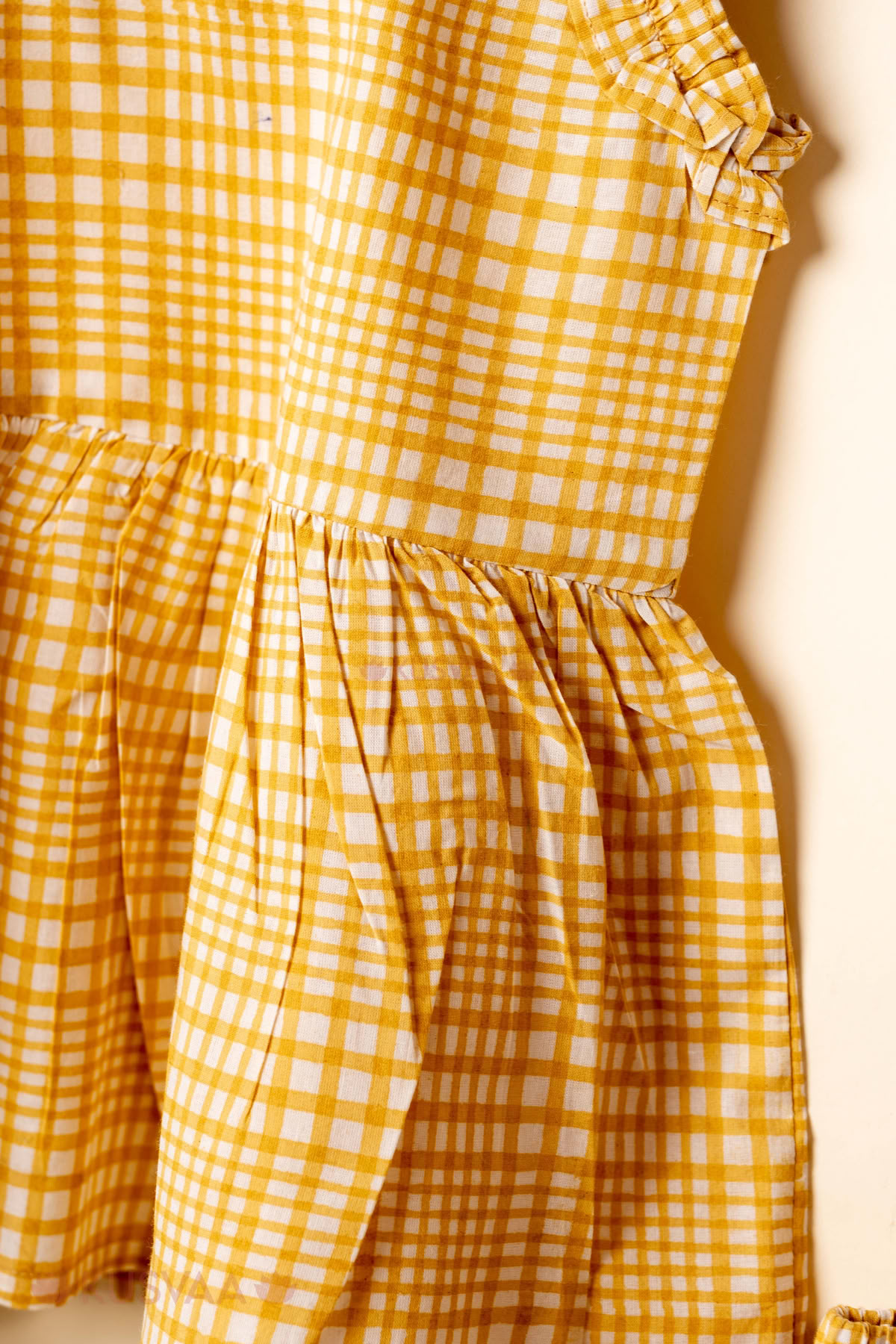 Image for Kusvaa Grw136 Jivika Kids Yellow Cotton Co Ord Set Closeup