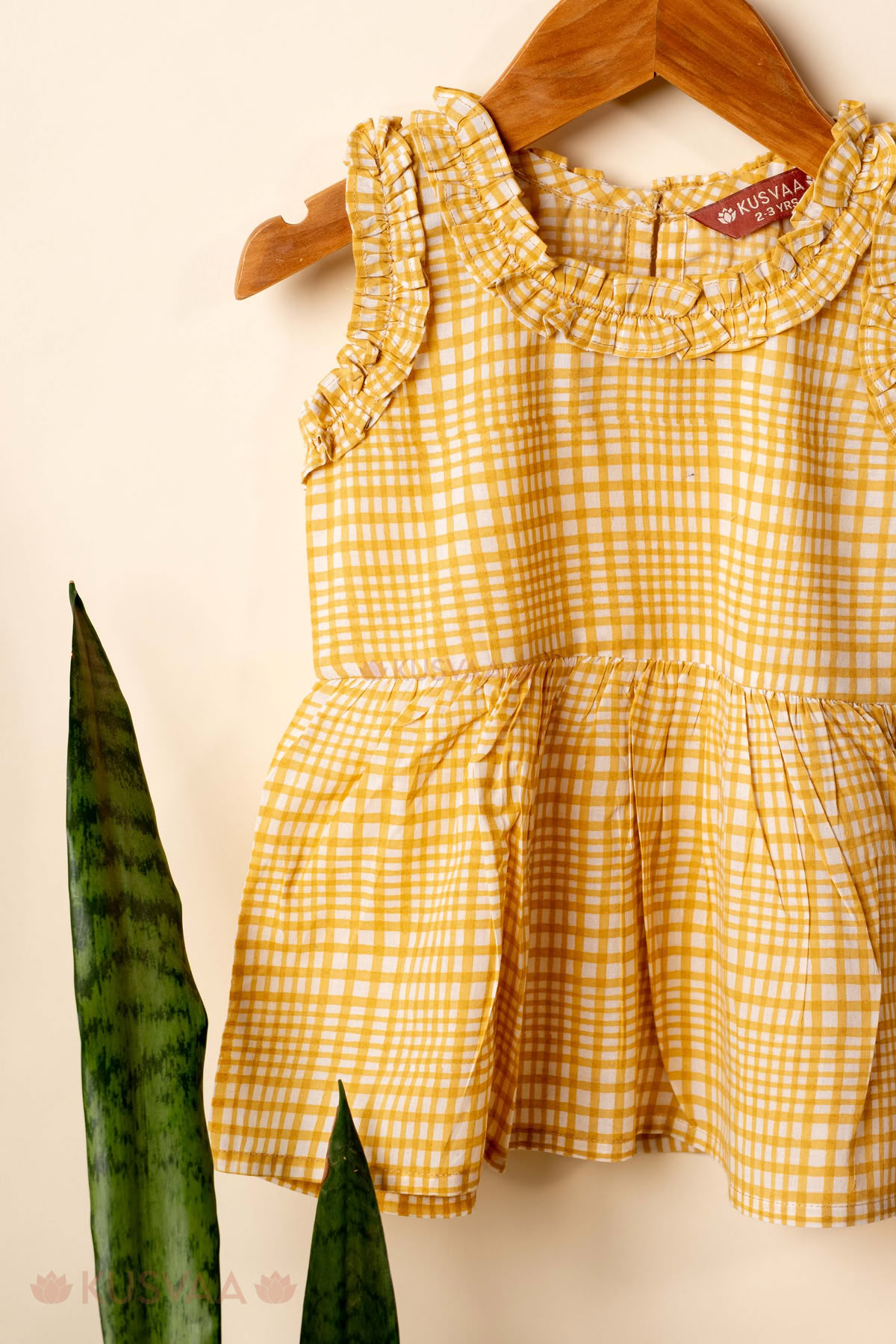 Image for Kusvaa Grw136 Jivika Kids Yellow Cotton Co Ord Set Side
