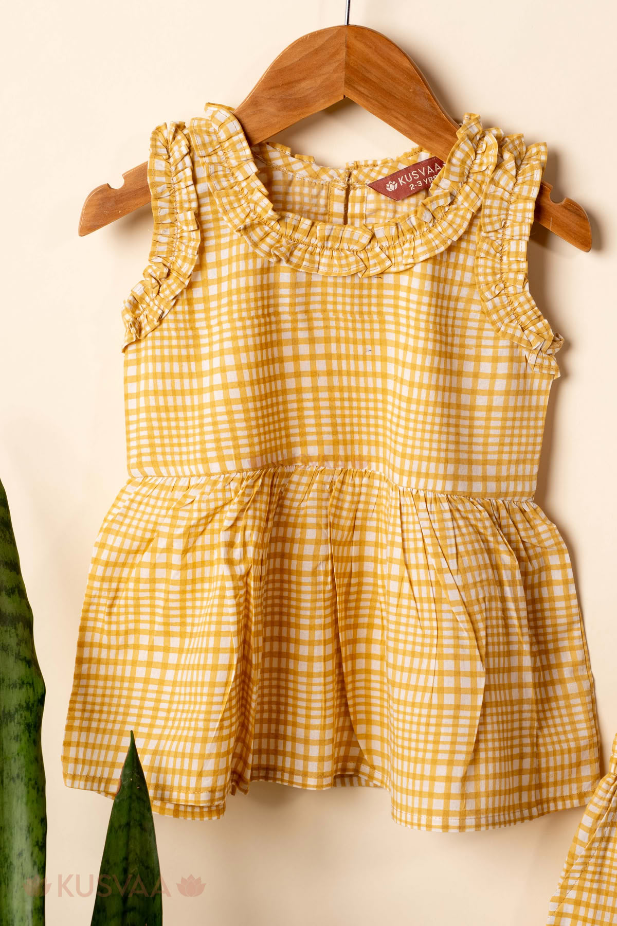 Image for Kusvaa Grw136 Jivika Kids Yellow Cotton Co Ord Set Top
