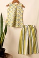 Image for Kusvaa Grw138 Devanshi Kids Handblock Green And Yellow Cotton Co Ord Set Front