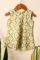 Image for Kusvaa Grw138 Devanshi Kids Handblock Green And Yellow Cotton Co Ord Set Top