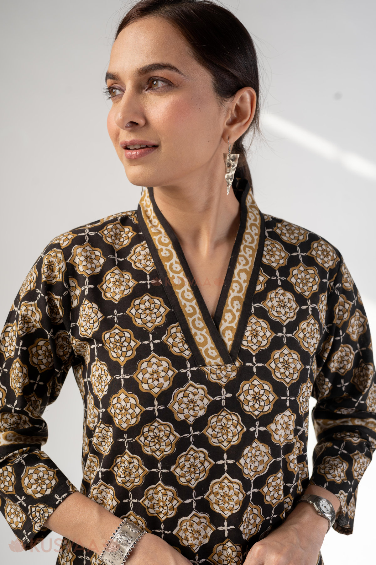 Image for Kusvaa Wkr321 Paridhi Cotton Handblock Straight Kurta Featured New