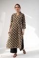 Image for Kusvaa Wkr321 Paridhi Cotton Handblock Straight Kurta Front New