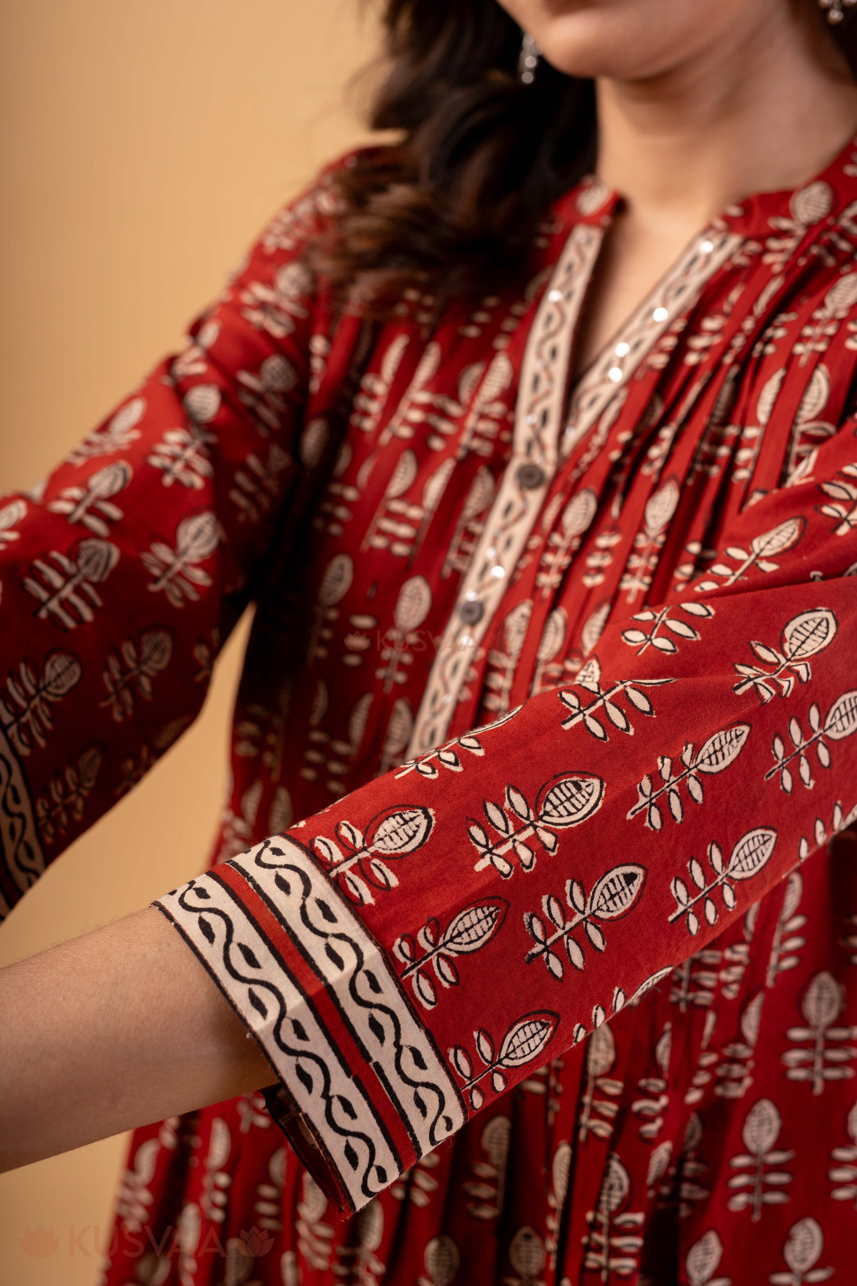 Image for Kusvaa Wkr325 Zara Cotton Handblock Kurta Print