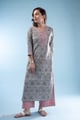 Image for Kusvaa Wkr326 Ishi Cotton Handblock Straight Kurta Side