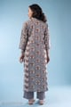 Image for Kusvaa Wkr327 Iva Cotton Handblock Straight Kurta Back