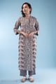 Image for Kusvaa Wkr327 Iva Cotton Handblock Straight Kurta Side
