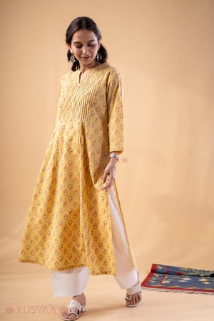 Image for Kusvaa Wkr333 Lavanya Cotton Straight Fit Kurta Side