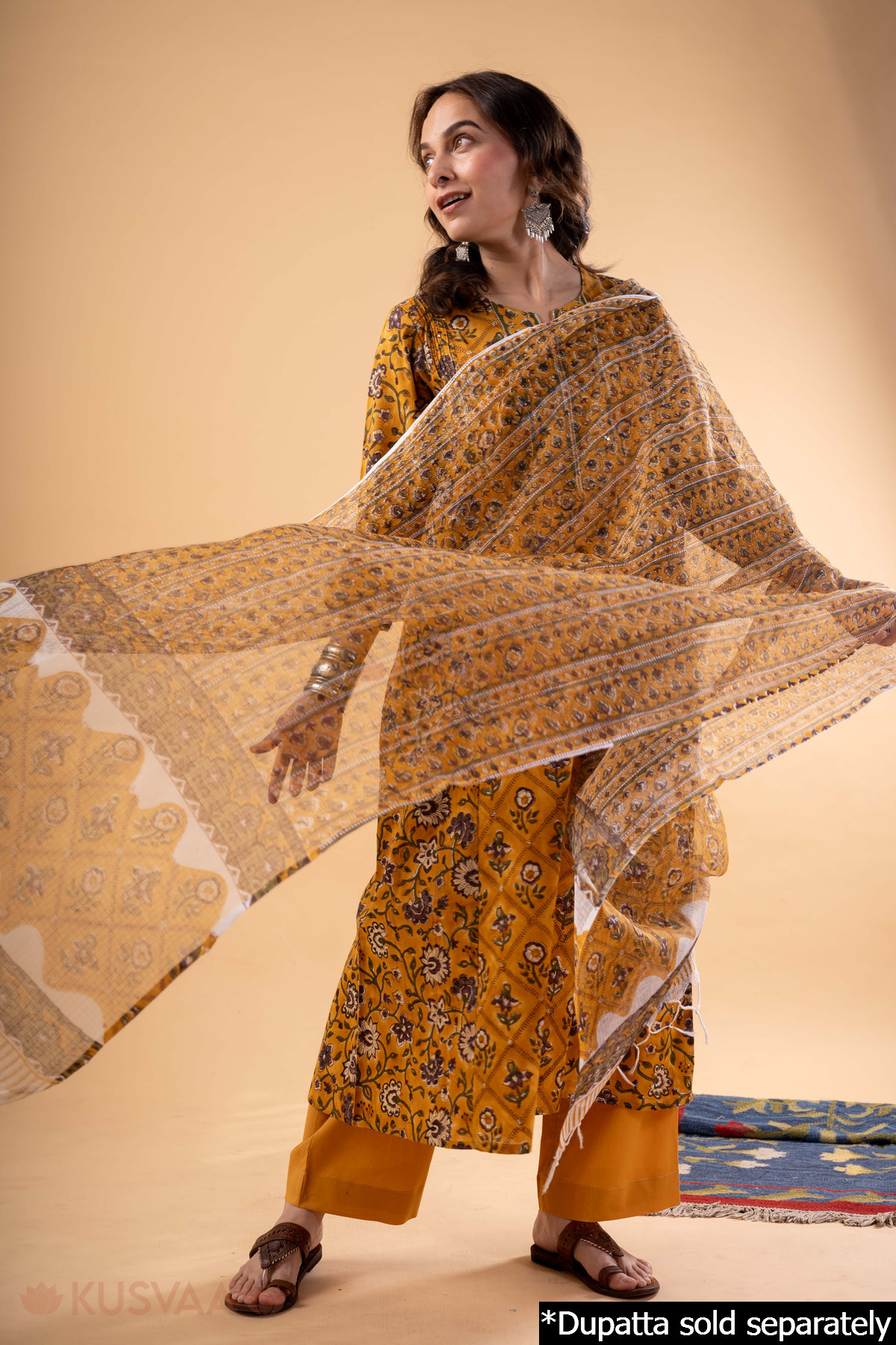 Image for Kusvaa Wkr336 Aarunya Handblock A Line Kurta Front