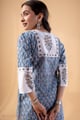 Image for Kusvaa Wkr337 Amulya Handblock Straight Fit Kurta Back 2
