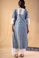 Image for Kusvaa Wkr337 Amulya Handblock Straight Fit Kurta Back