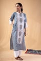 Image for Kusvaa Wkr337 Amulya Handblock Straight Fit Kurta Front 2