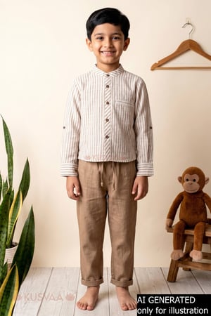 Image for Kusvaa Byw072 Kian Cotton Boys Shirt Closeup Ai