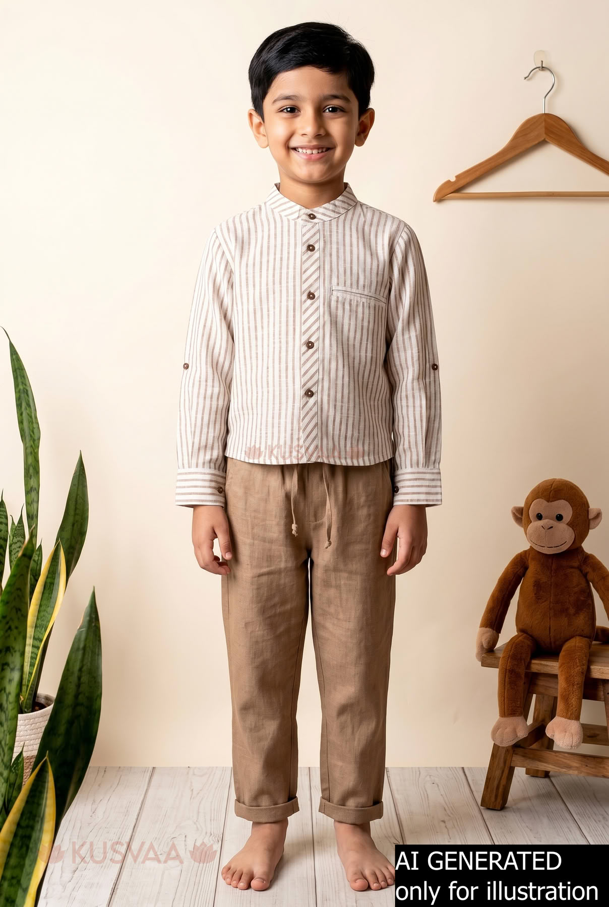 Image for Kusvaa Byw072 Kian Cotton Boys Shirt Closeup Ai