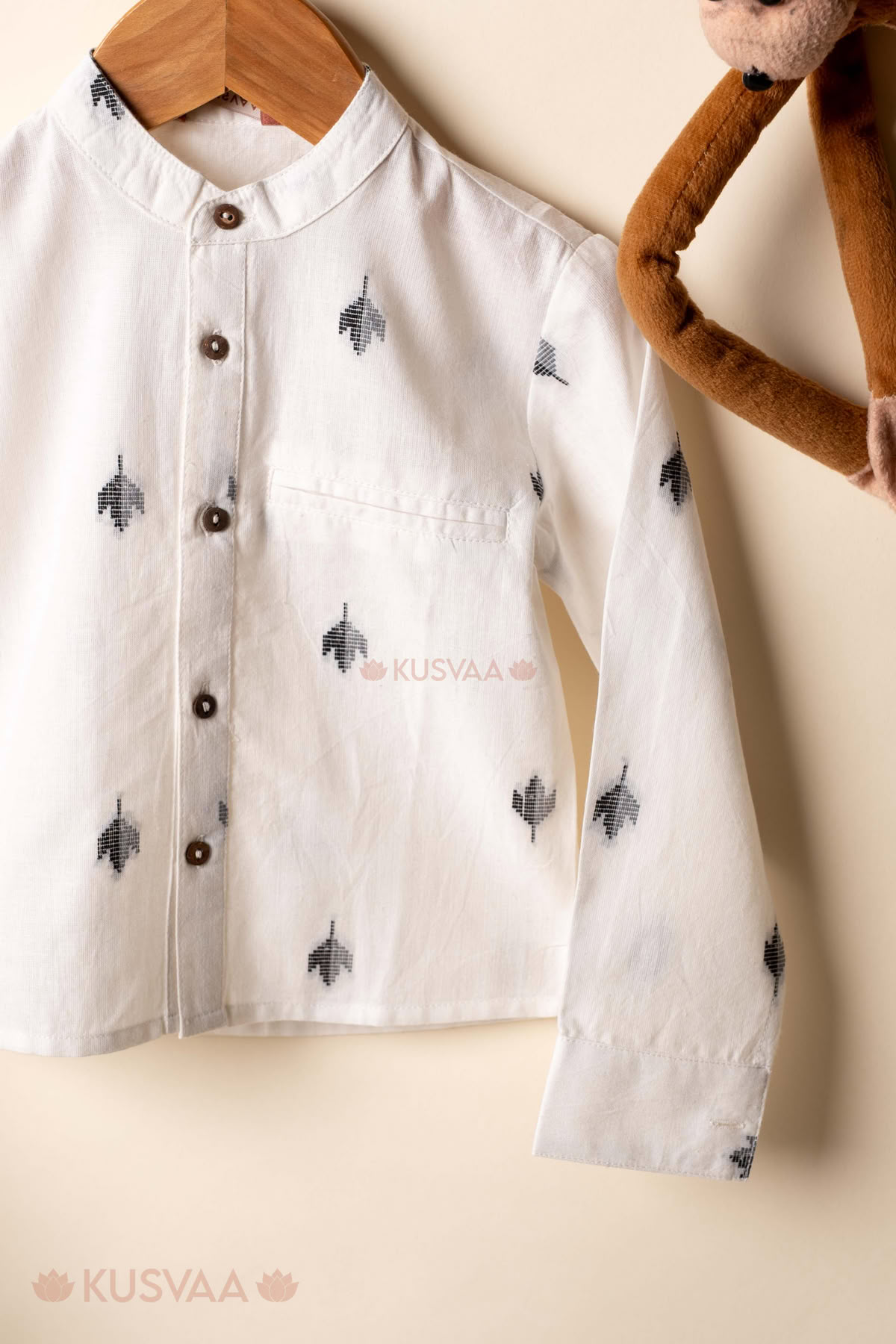 Image for Kusvaa Byw075 Vihaan Handloom Cotton Boys Shirt Closeup 2