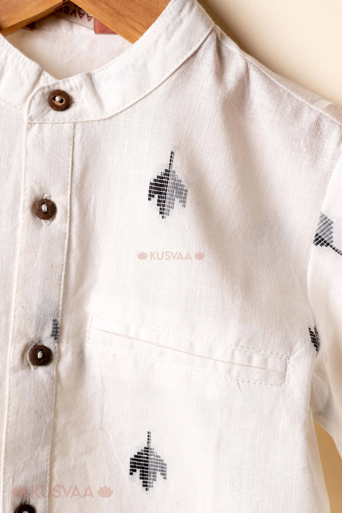 Image for Kusvaa Byw075 Vihaan Handloom Cotton Boys Shirt Closeup