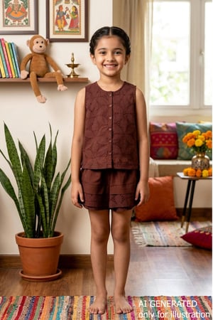 Image for Kusvaa Grw120 Gauri Cotton Girls Top Short Set Ai