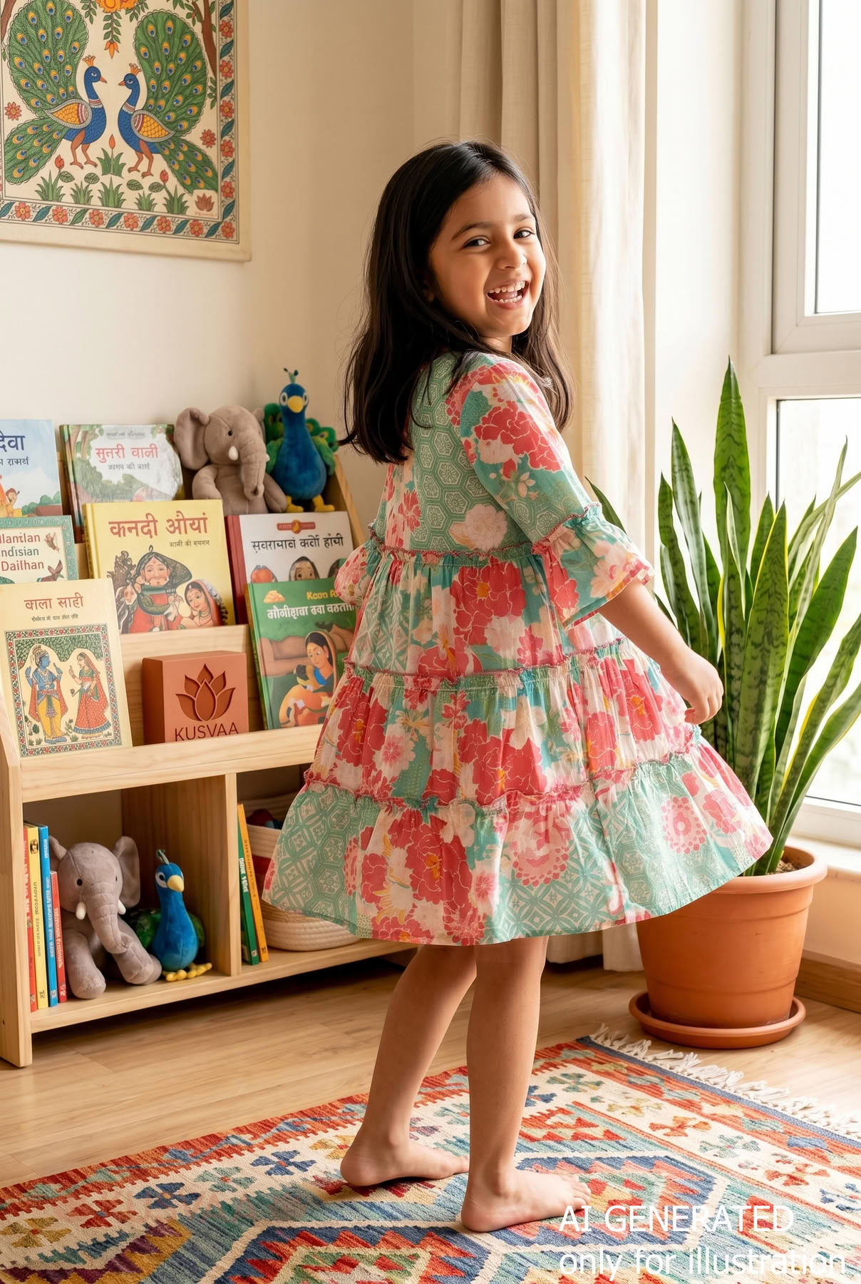 Image for Kusvaa Grw129 Ira Cotton Girls Frock Ai
