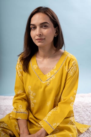 Image for Kusvaa Lwj011 Mira Cotton Yellow Night Suit Set Featured