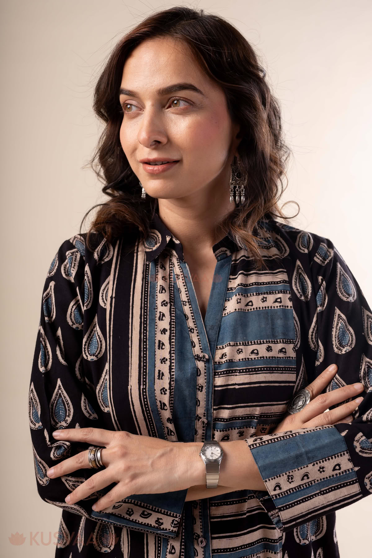 Image for Kusvaa Wkr342 Aarohi Cotton Black Blue Ajrakh Staright Kurta Featured