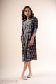 Image for Kusvaa Wkr342 Aarohi Cotton Black Blue Ajrakh Staright Kurta Front