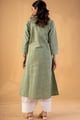 Image for Kusvaa Wkr344 Idika Handloom Cotton Green A Line Kurta Back.jpg
