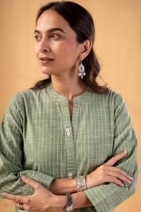 Image for Kusvaa Wkr344 Idika Handloom Cotton Green A Line Kurta Featured.jpg