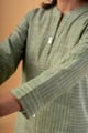 Image for Kusvaa Wkr344 Idika Handloom Cotton Green A Line Kurta Sleeves.jpg
