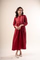 Image for Kusvaa Wkr346 Ahana Handloom Cotton Red A Line Kurta Side.jpg