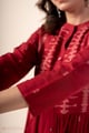 Image for Kusvaa Wkr346 Ahana Handloom Cotton Red A Line Kurta Sleeves.jpg