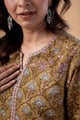 Image for Kusvaa Wkr348 Bhavya Handblock Cotton Green Kurta Closeup.jpg