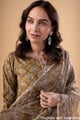 Image for Kusvaa Wkr348 Bhavya Handblock Cotton Green Kurta Dupatta Closeup.jpg