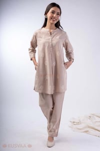 Image for Kusvaa Cood153 Vanya Nagari Handloom Beige Co Ord Set Pocket