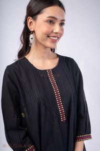 Image for Kusvaa Cood159 Anika Handloom Cotton Black Kurta Pant Set Featured