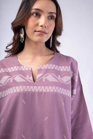 Image for Kusvaa Cood160 Aahana Handblock Cotton Purple Co Ord Set Featured