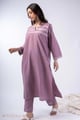 Image for Kusvaa Cood160 Aahana Handblock Cotton Purple Co Ord Set Walk