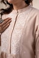 Image for Kusvaa Dr102 Kriti Nagari Handloom Beige Dress Closeup