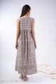 Image for Kusvaa Dr104 Esha Handblock Cotton Grey Dress Back