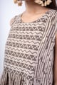 Image for Kusvaa Dr104 Esha Handblock Cotton Grey Dress Closeup
