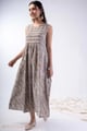 Image for Kusvaa Dr104 Esha Handblock Cotton Grey Dress Side 2
